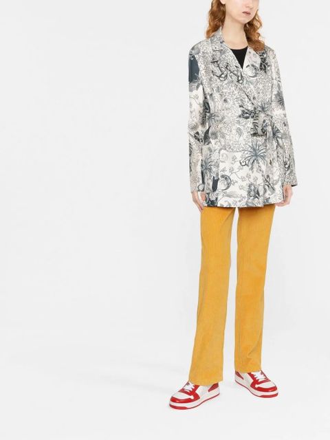 ETRO graphic-print belted silk jacket - White