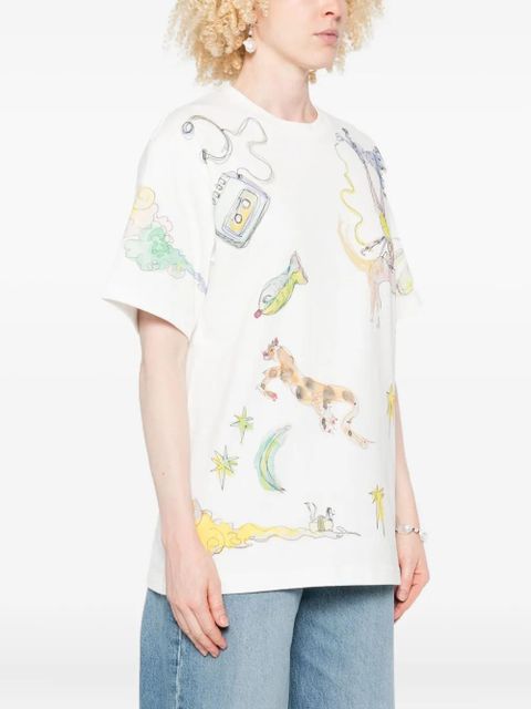 ALEMAIS Anouk illustration-print cotton T-shirt - White