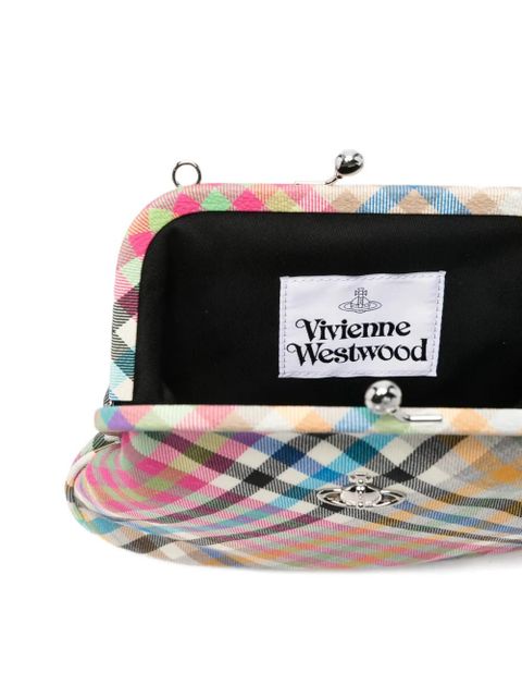 Vivienne Westwood Vivienne orb-motif check-pattern clutch bag - Pink