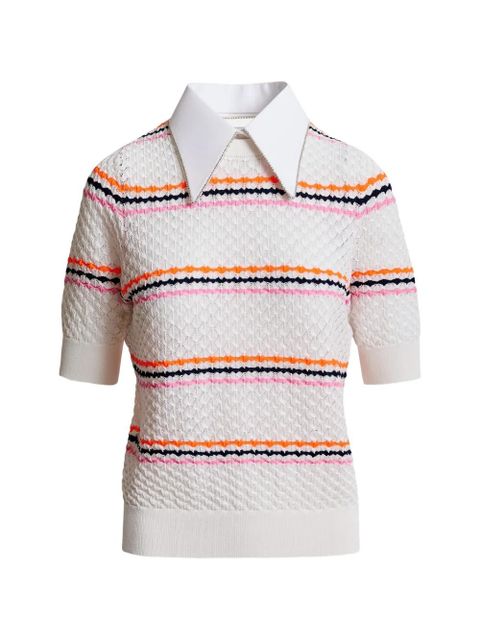 Essentiel Antwerp honeycomb rhinestoned-collar sweater - White - zdjęcie produktu nr 1