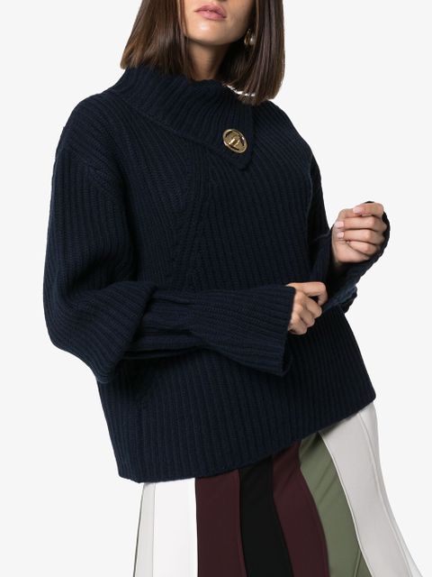 JW Anderson foldover-neck ribbed sweater - Blue
