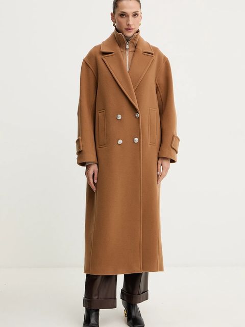 Pinko płaszcz z dodatkiem wełny kolor brązowy 105770 A2SM - zdjęcie produktu nr 1