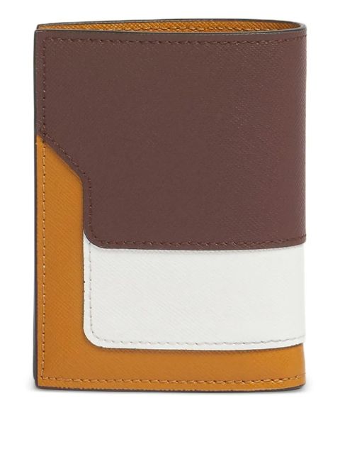 Marni colour block snap wallet - Brown