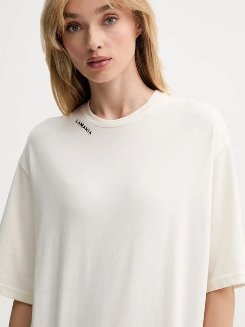 La Mania t-shirt bawełniany damski kolor beżowy ADELL