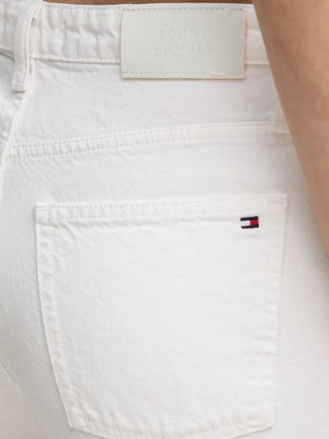 Tommy Hilfiger szorty jeansowe damskie kolor biały gładkie high waist WW0WW45924
