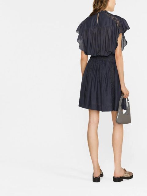 MARANT ÉTOILE lace-panel short-sleeve dress - Blue