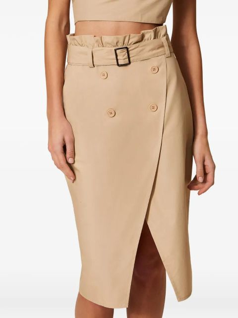 TWINSET belted poplin midi skirt - Neutrals