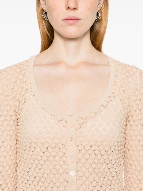 Chloé cropped pointelle-knit cardigan - Neutrals