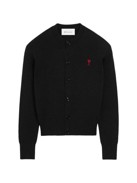 AMI Paris heart button wool cardigan - Black - zdjęcie produktu nr 1