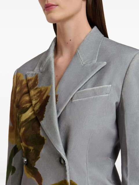 Marni tulip-print velvet blazer - Grey