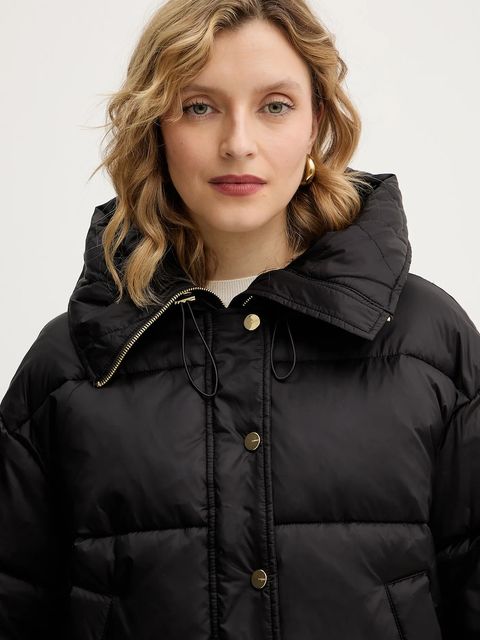 Pinko kurtka kolor brązowy zimowa oversize 105656 A2TF