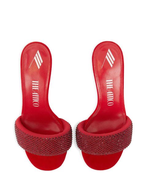 The Attico 60mm crystal-embellished heeled mules - Red - zdjęcie produktu nr 2