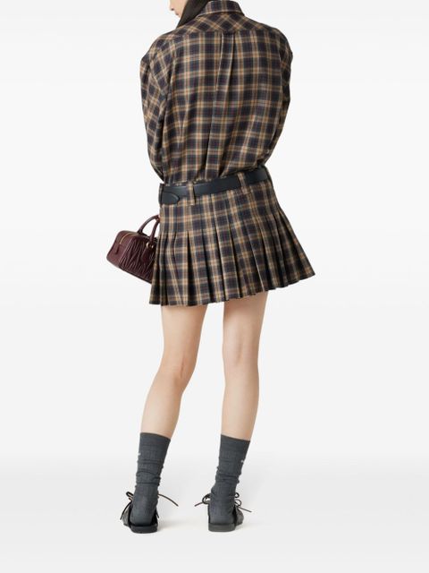 Miu Miu pleated tartan miniskirt - Brown - zdjęcie produktu nr 2