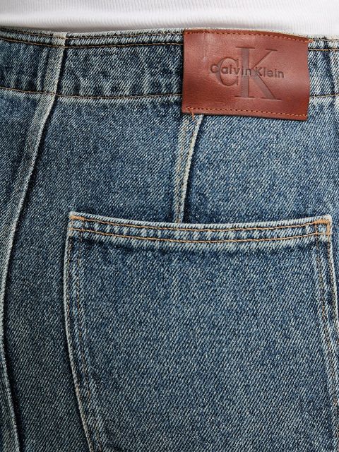 Calvin Klein Jeans spódnica jeansowa kolor niebieski midi ołówkowa LV047D724G