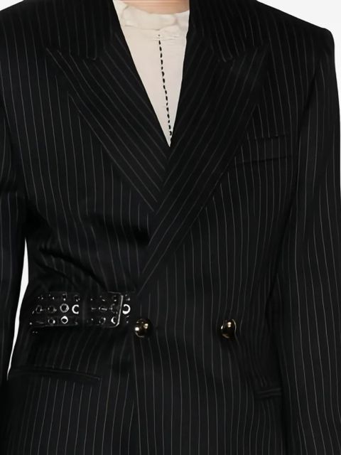 ISABEL MARANT pinstripe studded-belt jacket - Black