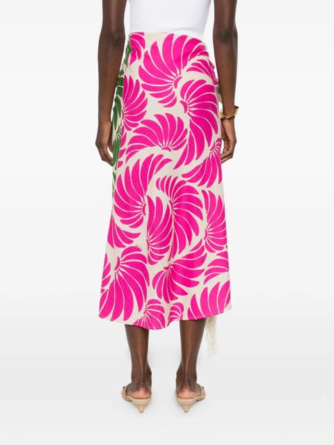 FARM Rio fringe floral-print skirt - Green