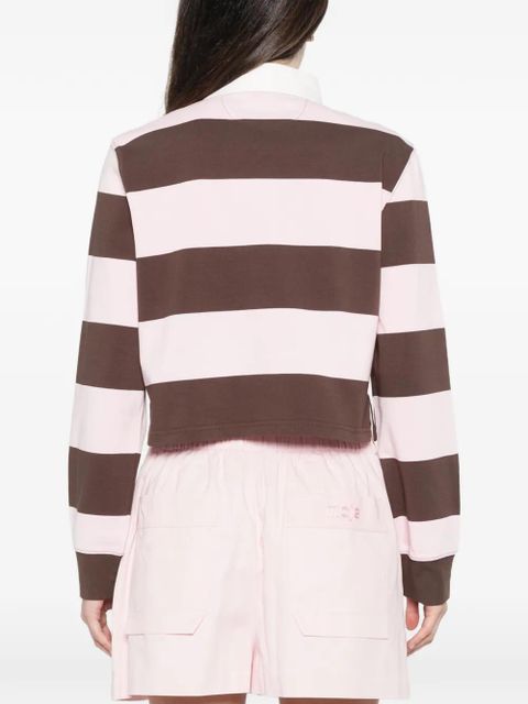 Maje striped cropped polo top - Brown