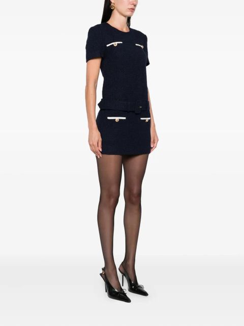 Self-Portrait belted tweed mini dress - Blue