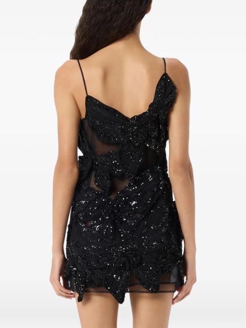 Blumarine butterfly-embroidered mini dress - Black