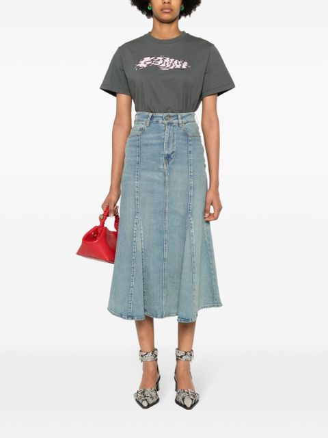 GANNI logo-print cotton T-shirt - Grey