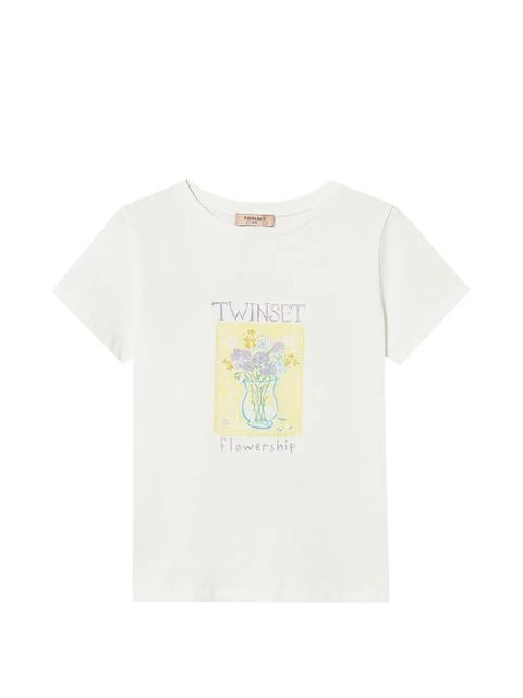 TWINSET floral-print T-shirt - White - zdjęcie produktu nr 1