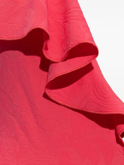 Balmain ruffled halter swimsuit - Red