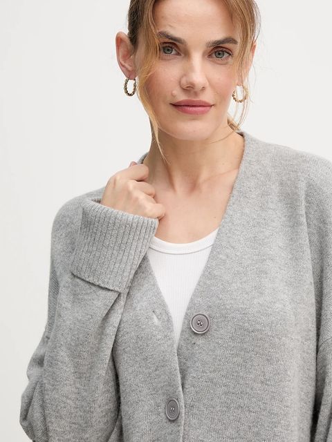 United Colors of Benetton kardigan z dodatkiem wełny damski kolor szary 126WD604Z