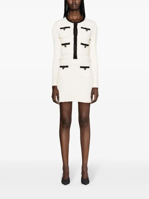 Self-Portrait waffle-knit mini skirt - Neutrals - zdjęcie produktu nr 2