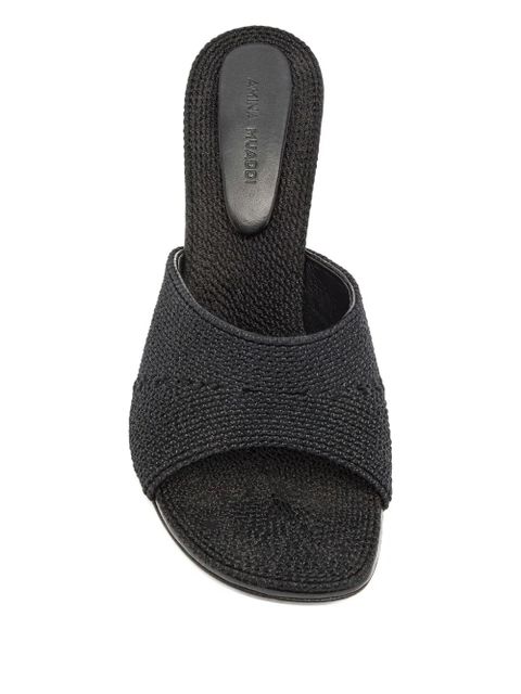 Amina Muaddi 90mm Taylor textured mules - Black