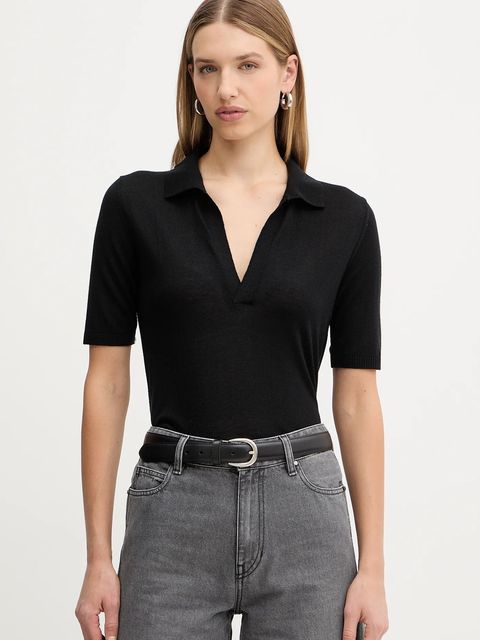 Simona Corsellini polo wełniane damski kolor czarny A25CPMGE0501