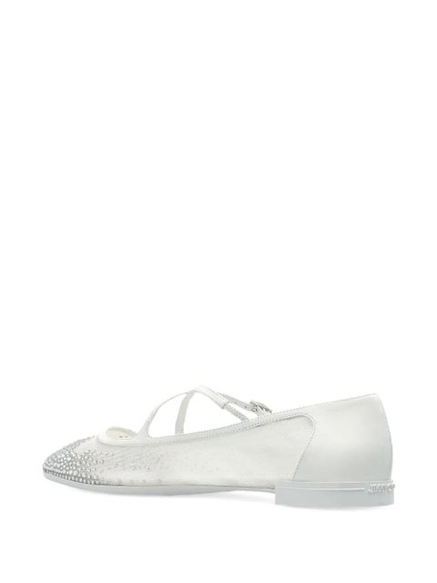 Jimmy Choo crystal-embellished flat pumps - White