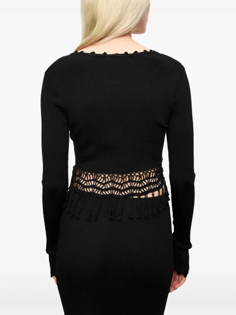 GANNI macramé-detailing cardigan - Black - zdjęcie produktu nr 2