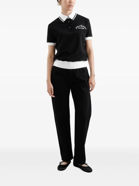 Dolce & Gabbana logo-embroidered cotton polo top - Black - zdjęcie produktu nr 2