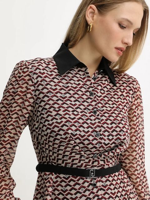 Liu Jo sukienka kolor bordowy midi rozkloszowana MF5066 TS116 - zdjęcie produktu nr 2