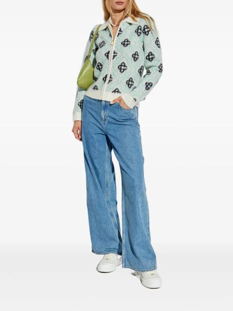 Casablanca monogram-pattern zip-up cardigan - Green - zdjęcie produktu nr 1