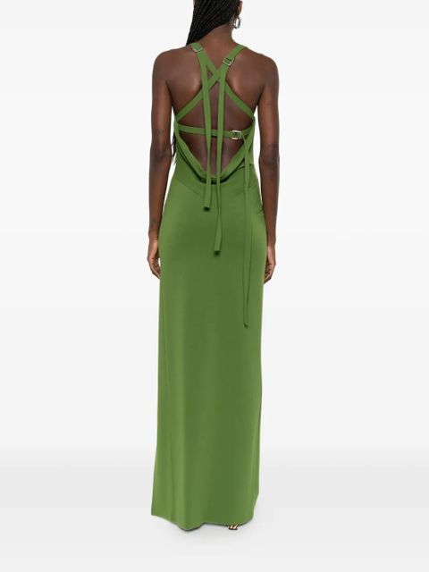 The Attico asymmetric-neck maxi dress - Green - zdjęcie produktu nr 1