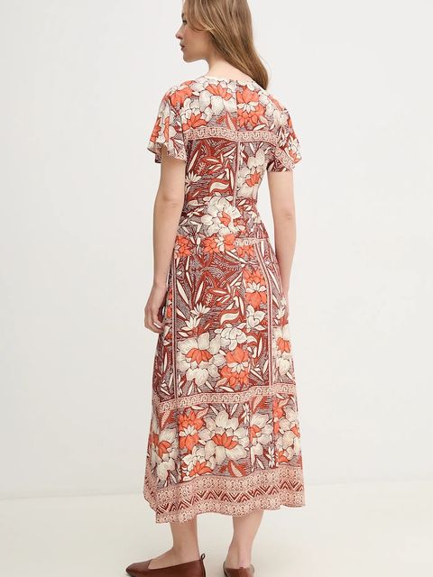 Hoss Intropia sukienka kolor brązowy maxi rozkloszowana 8229084