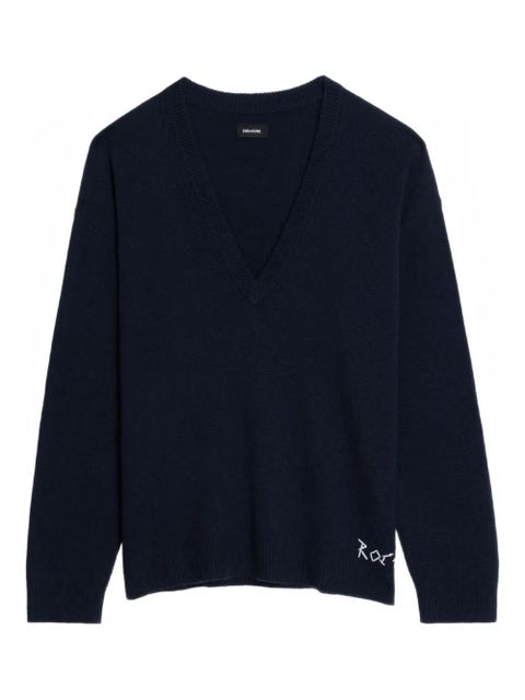 Zadig&Voltaire Swyny V-neck embroidered sweater - Blue - zdjęcie produktu nr 1