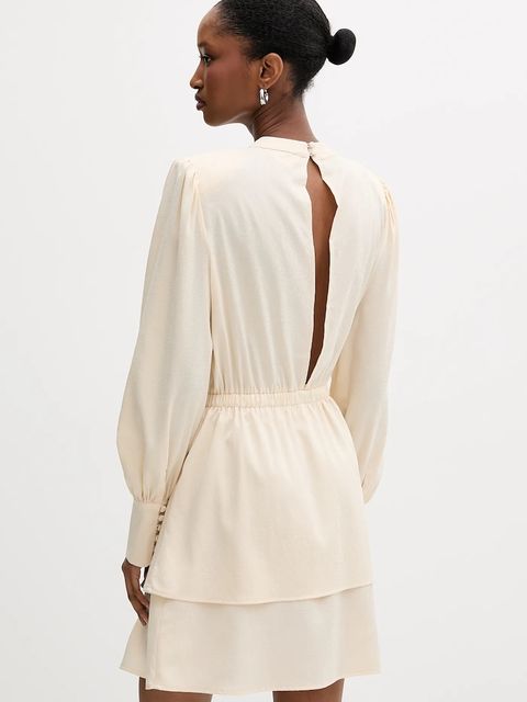 Silvian Heach sukienka FAYIUM kolor beżowy mini rozkloszowana GPA25322VE