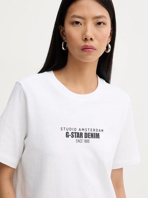 G-Star t-shirt bawełniany damski kolor biały D27976-C336