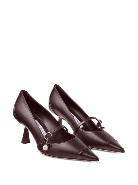 Jimmy Choo 65mm Aren pearl-embellished pointed-toe pumps - Brown - zdjęcie produktu nr 2