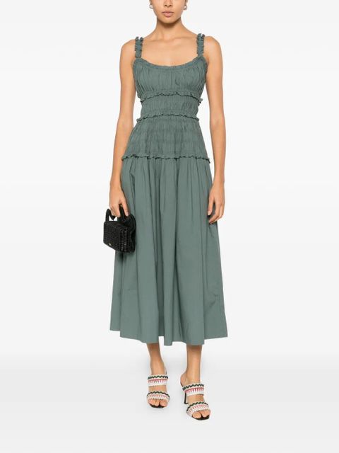 DÔEN ruffled scoop-neck midi dress - Green