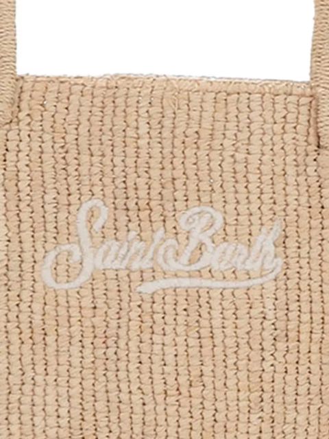 MC2 Saint Barth logo-embroidered raffia shoulder bag - Neutrals