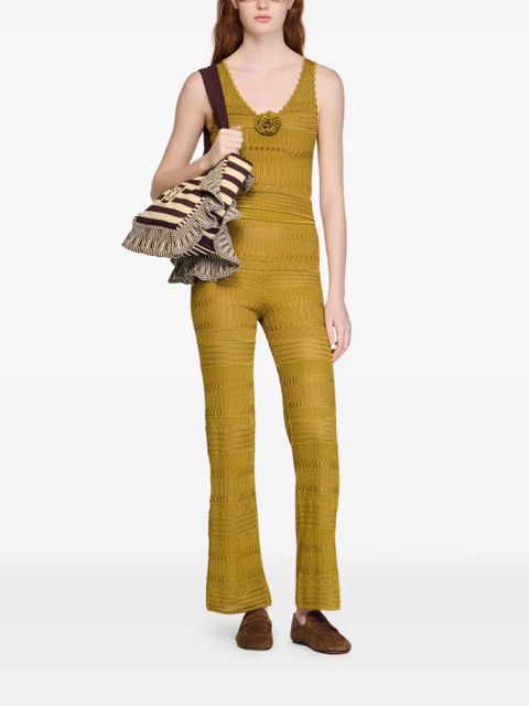 SANDRO floral appliqué knitted top - Green - zdjęcie produktu nr 2