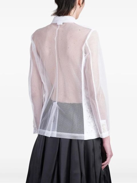 Comme Des Garçons semi-sheer panelled blazer - White