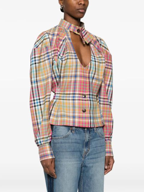 Vivienne Westwood plaid button front top - Neutrals