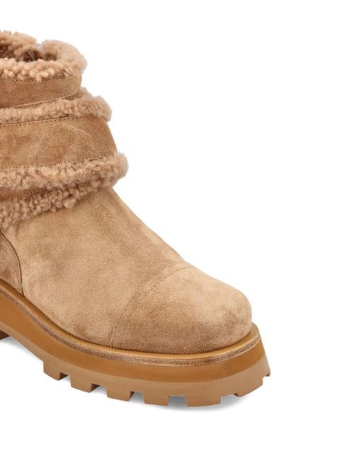 Jimmy Choo shearling-trimmed platform boots - Brown