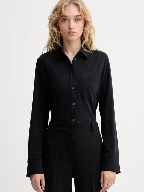 Marc O'Polo koszula damska kolor granatowy regular z kołnierzykiem klasycznym 508200152201