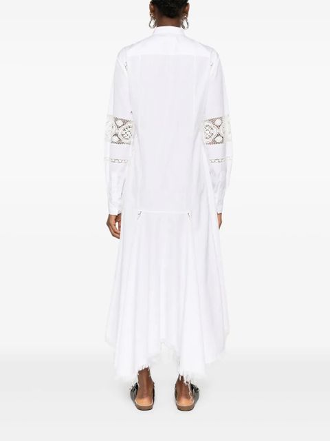 LOEWE lace-panelling midi dress - White