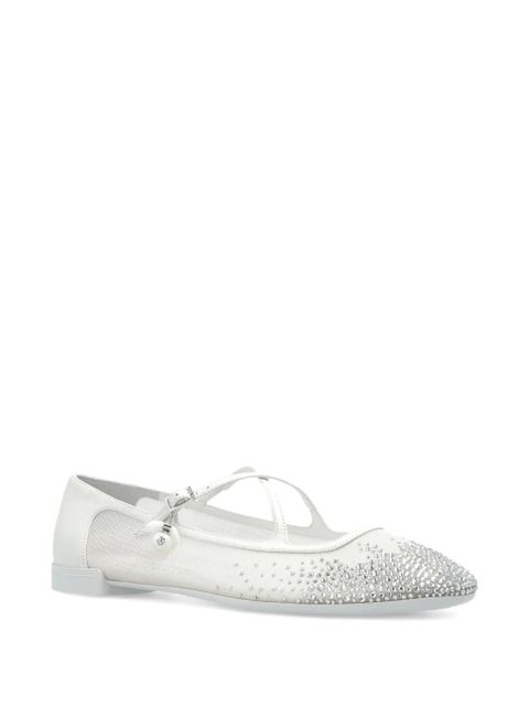Jimmy Choo crystal-embellished flat pumps - White - zdjęcie produktu nr 2